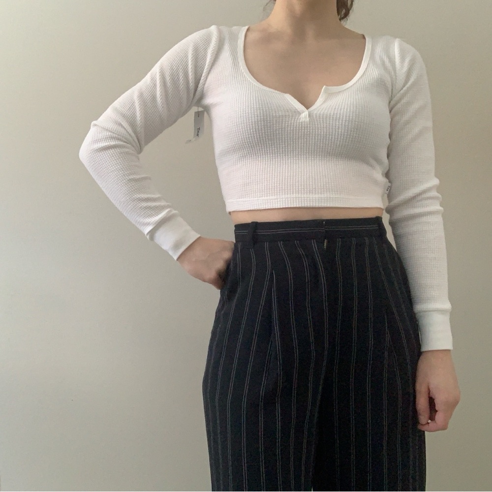 TNA Thermal White Long Sleeve Crop Top